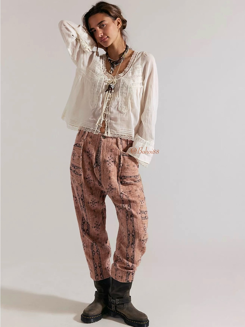 NWT Free People Bay To Breakers Jacquard Harem Pants - Picture 7 of 9
